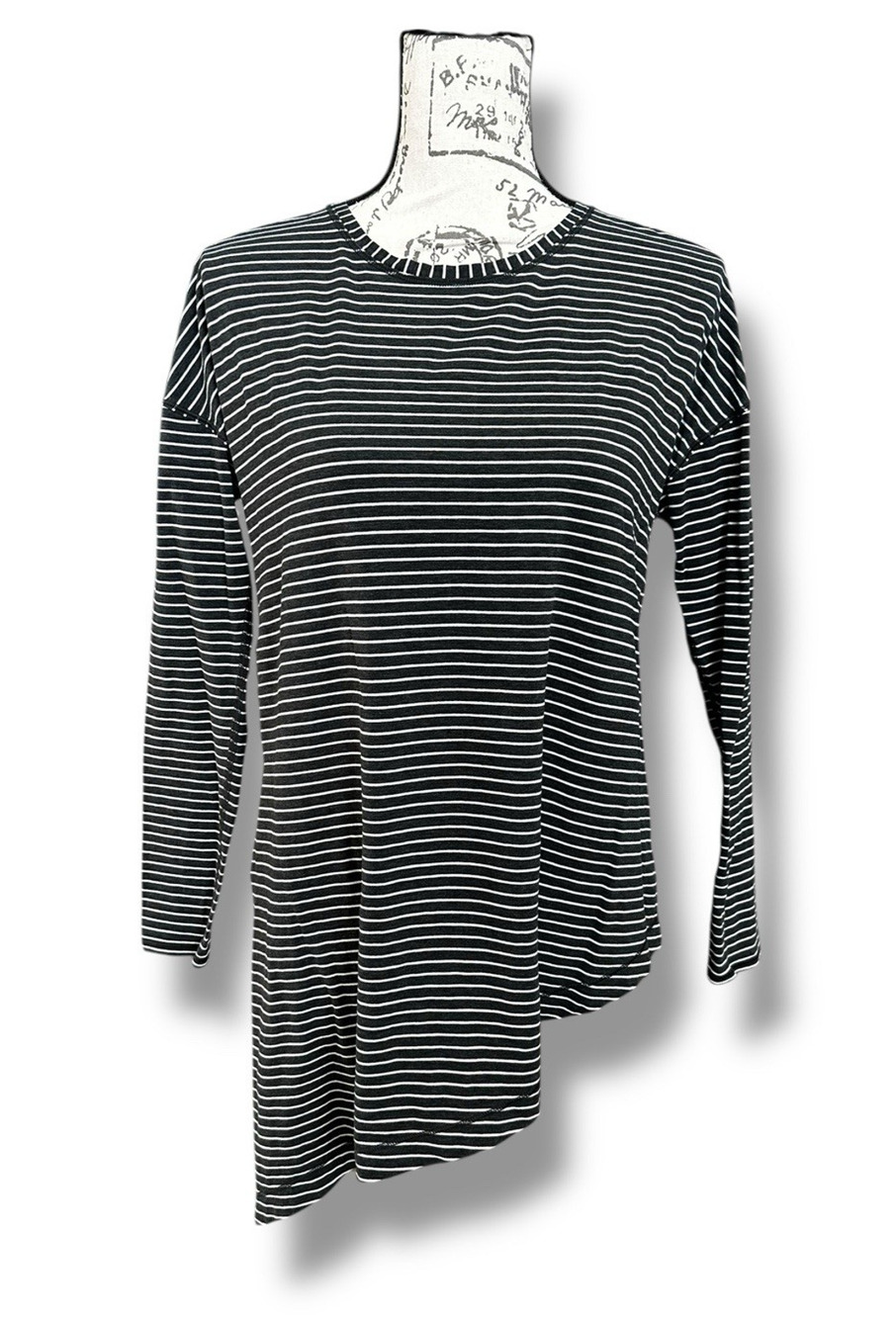 Lululemon To The Point LS Top Modern Stripe Heathered Black White Tie ~6